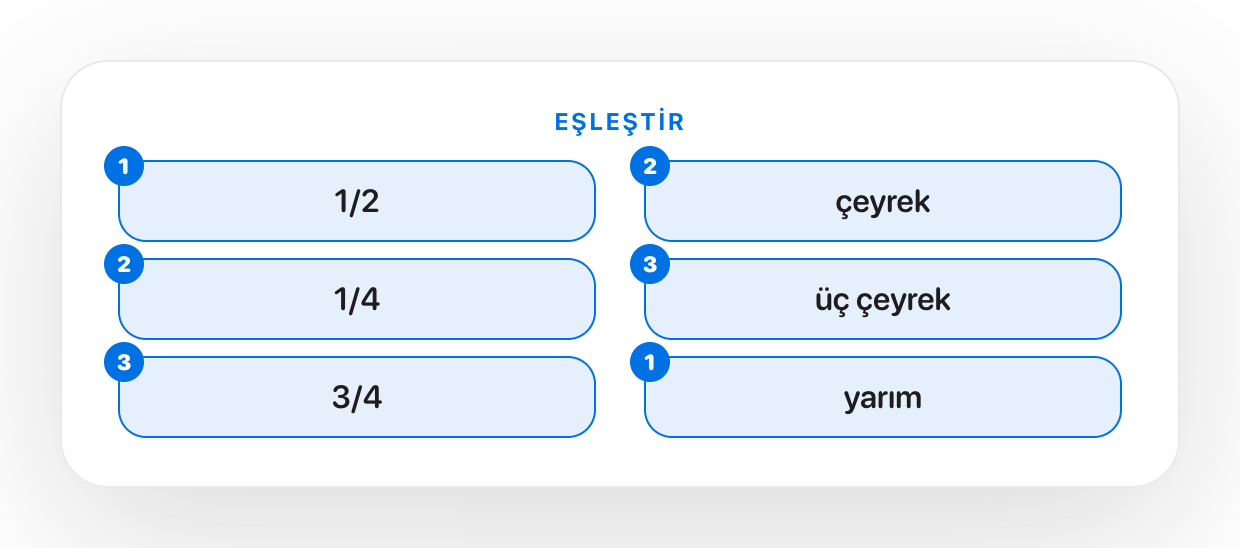 A matching card with two columns